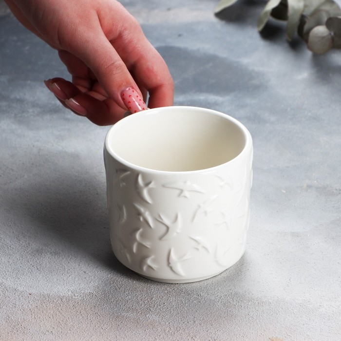 Кружка керамическая &laquo;Ласточки&raquo; белая, 260 мл, цвет белый