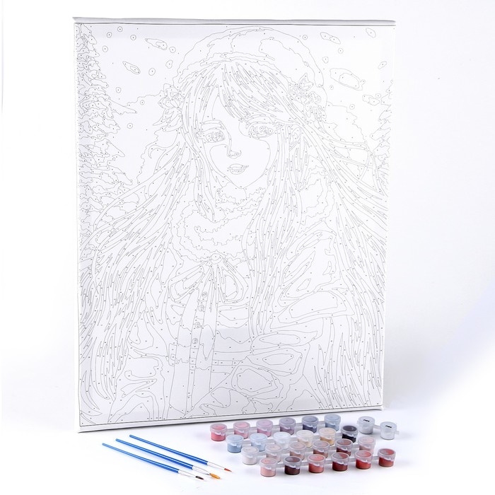 Картина по номерам на новый год на холсте с подрамником «Девушка под снегом», 40 × 50 см Картина по номерам на новый год на холсте с подрамником «Девушка под снегом», 40 × 50 см