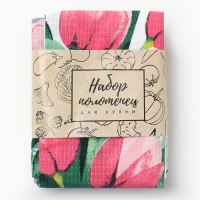 Набор кухонных полотенец Доляна &laquo;Цвети&raquo; 35х60см-4шт, 100% хл