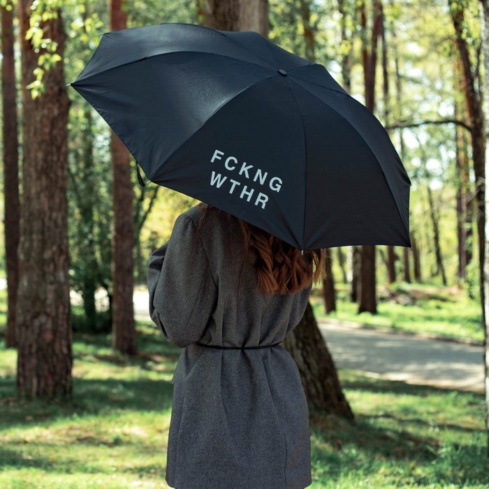Зонт женский механический &laquo;FCKNG WTHR&raquo;, 8 спиц, d=95, цвет чёрный