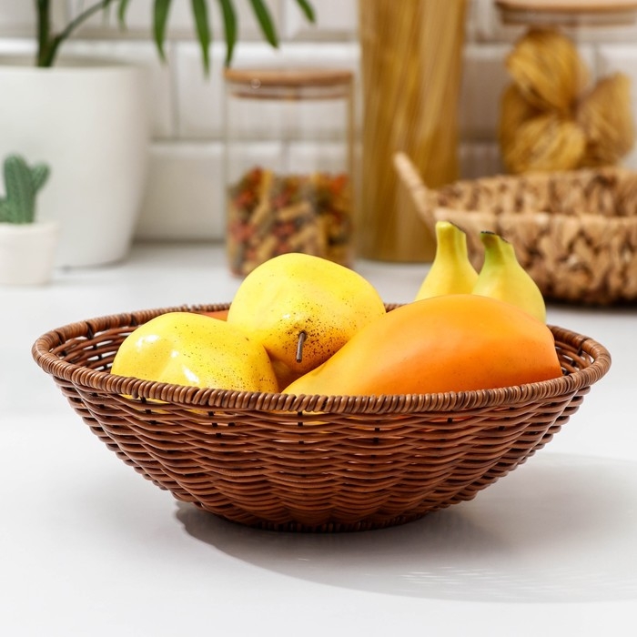 Корзинка для подачи Доляна «Огайо», d=27 см, круглая, цвет коричневый Корзинка для подачи Доляна «Огайо», d=27 см, круглая, цвет коричневый