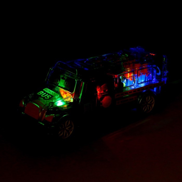 Автобус &laquo;Шестерёнки&raquo;, свет и звук, работает от батареек, цвет синий