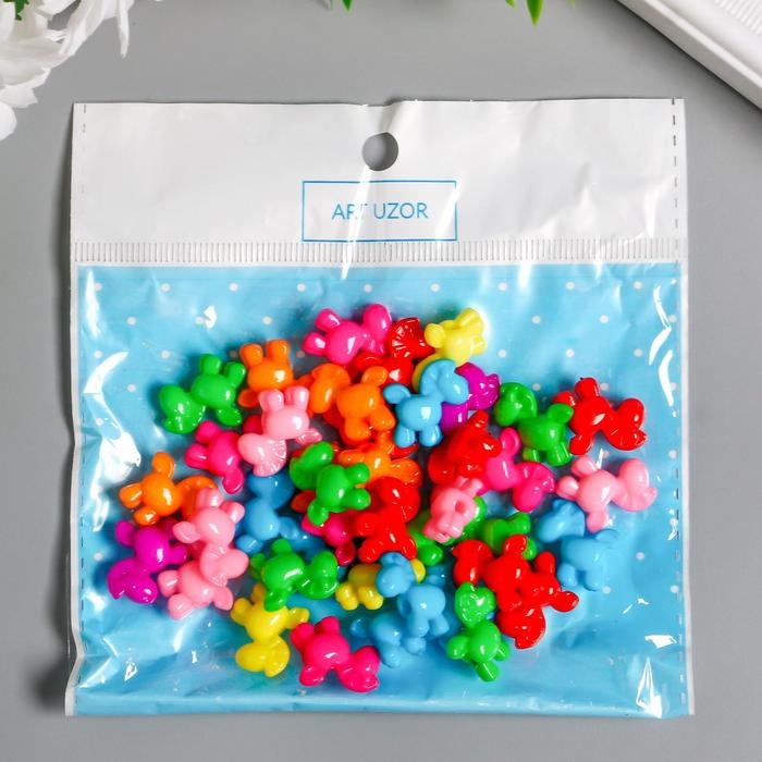 Бусины для творчества пластик "Яркие лошадки" набор 60 шт 1,5х1,5х0,6 см