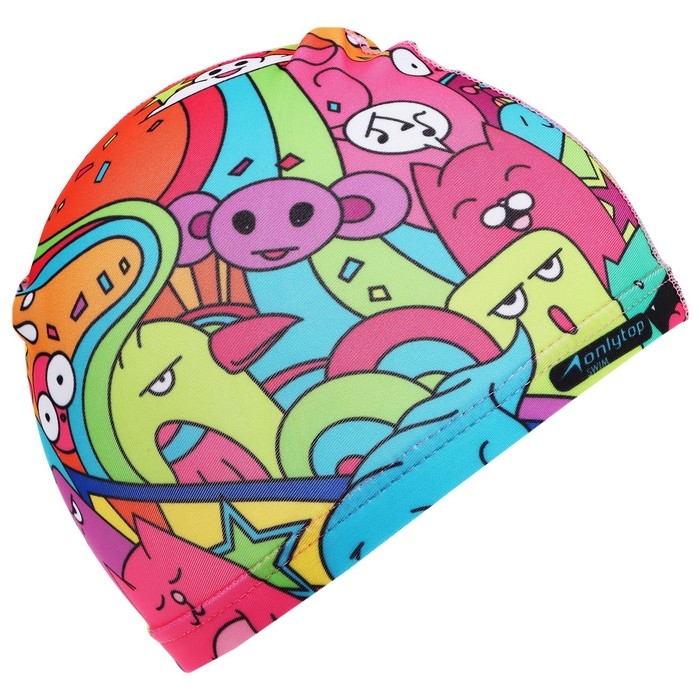 Шапочка для плавания детская ONLYTOP &laquo;Дудл&raquo;, тканевая, обхват 46-52 см