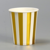 Стакан бумажный «Полоска», набор, 6 шт., цвет золото Стакан бумажный «Полоска», набор, 6 шт., цвет золото