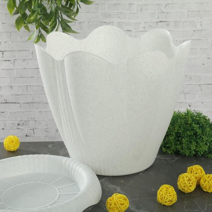 Горшок с поддоном &laquo;Эдельвейс&raquo;, 5,3 л, цвет мраморный