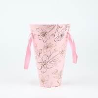 Пакет для цветов конусный круглый складной на лентах &laquo;Цветы&raquo;, 15 х 23.3 х 7.5 см