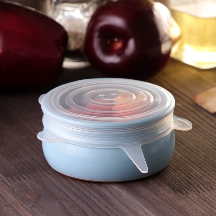 Набор крышек силиконовых Доляна &laquo;Черепашка&raquo;, 6 шт, d=19,2 см, d=15,7 см, d=14 см, d=11,2 см, d=9,2 см, d=6,2 см