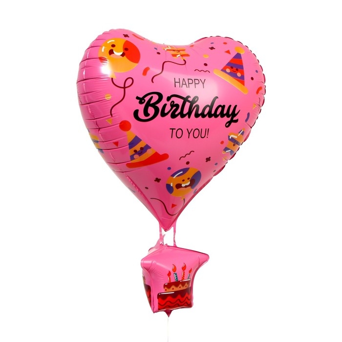 Шар фольгированный 32" &laquo;Полёт на воздушном шаре&raquo;, цвет розовый