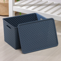 Корзина для хранения с крышкой &laquo;Береста&raquo;, 14 л, 35&times;24.5&times;20.5 см, цвет синий