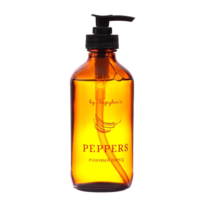 Крем-мыло жидкое в стеклянном флаконе by Stepykinʾs розовый перец, 230 мл Крем-мыло жидкое в стеклянном флаконе by Stepykinʾs розовый перец, 230 мл