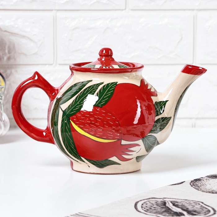 Чайник Риштанская Керамика "Гранаты", 1000 мл