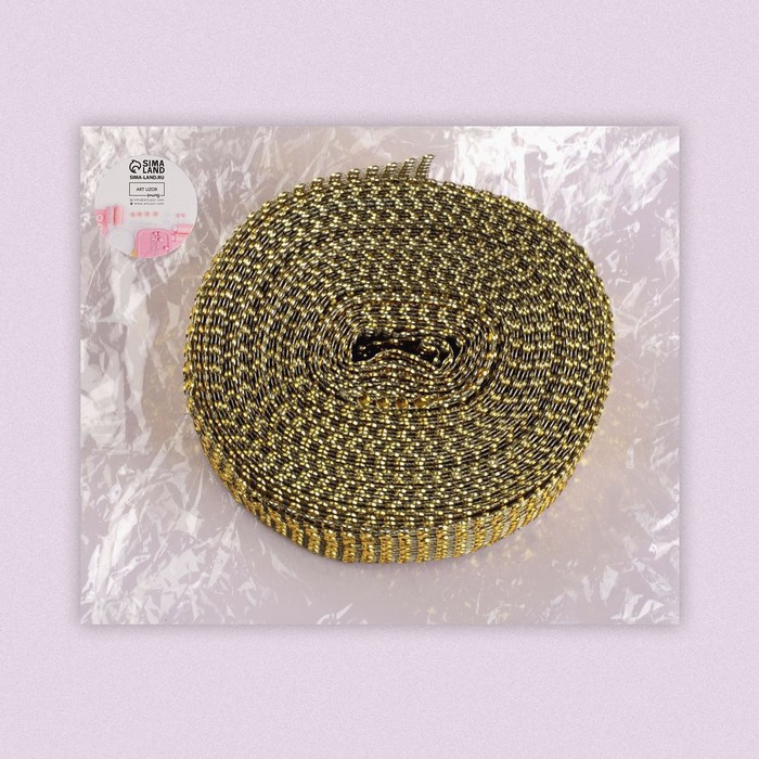 Лента с имитацией страз, 6 см, 9 &plusmn; 1 м, цвет золотой