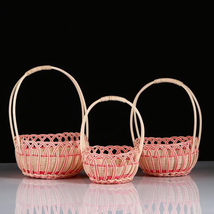 Набор корзин, 3 шт, 23&times;12/38 см, 21&times;11/37 см, 19&times;10/36 см, ротанг