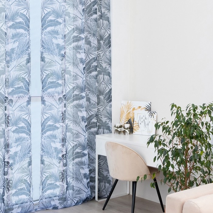 Тюль Этель &laquo;Тропический остров", на шторной ленте 145х270 см, 70гр/м2, 100% п/э