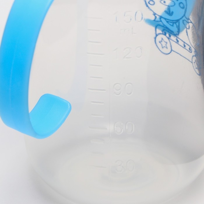 Бутылочка для кормления, классическое горло, с ручками, 150 мл., от 0 мес., цвета МИКС