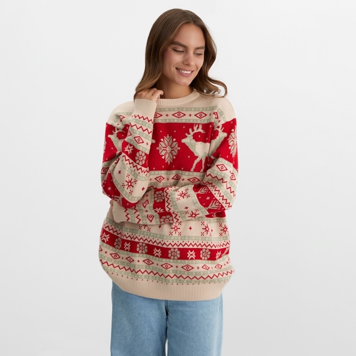 Новый год. Джемпер вязаный KAFTAN Scandinavia размер 54, красный