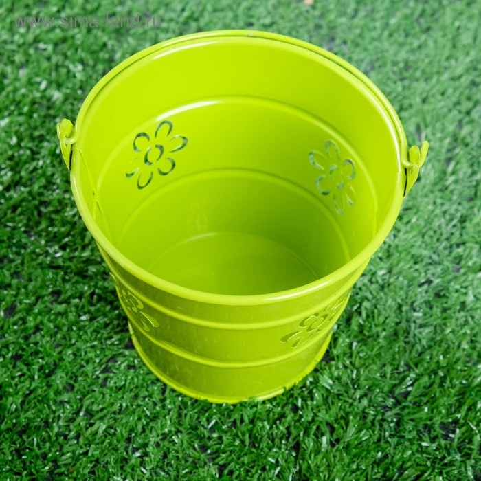 Кашпо Кашпо "Ведерко Леви" зеленое, 10х10х10см