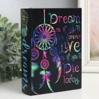 Шкатулка-книга дерево, кожзам "Ловец снов неон" 4,5х13х18 см Шкатулка-книга дерево, кожзам "Ловец снов неон" 4,5х13х18 см