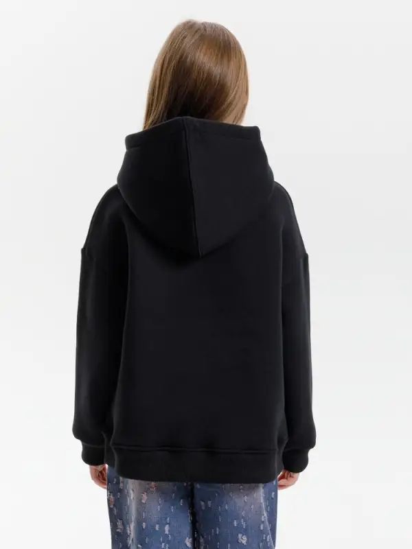 Худи детское оверсайз Junipero, черное, 6 лет