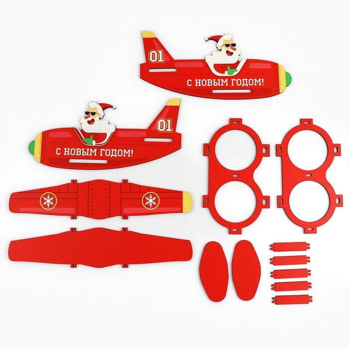 Новый год. Органайзер для хранения бутылок &laquo;Дед мороз в самолете&raquo;