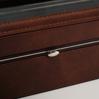 Шкатулка кожзам под часы 6 отделений "Коричневая"9,5х30,5х8 см