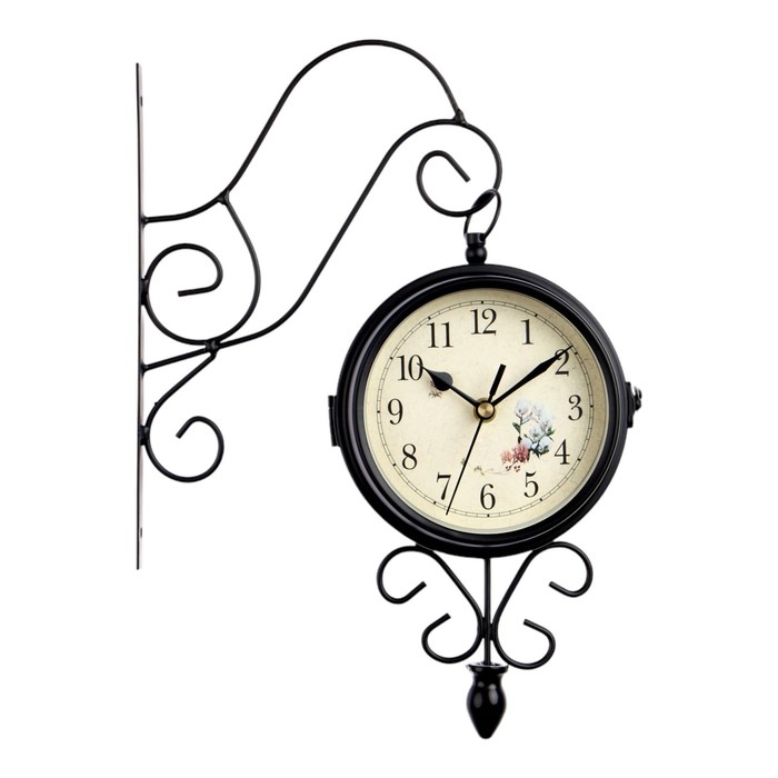 Часы настенные двусторонние, на подвесе Часы настенные двусторонние, на подвесе "Весенние", плавный ход, d-11 см, 34.5 х 22 см