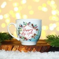 Новый год. Набор из керамики Happy New year, кружка 180 мл, 2 шт, ложка 2 шт, цвет белый Новый год. Набор из керамики Happy New year, кружка 180 мл, 2 шт, ложка 2 шт, цвет белый