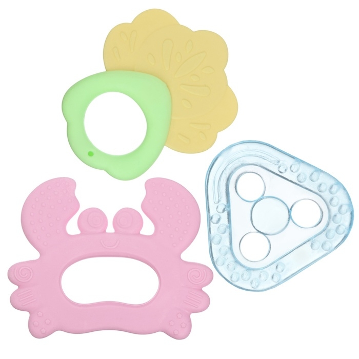 Набор прорезывателей силиконовых «Грызунки», с погремушкой, 3 шт., Крошка Я Набор прорезывателей силиконовых «Грызунки», с погремушкой, 3 шт., Крошка Я