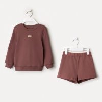 Костюм детский (свитшот, шорты) MINAKU, цвет коричневый, рост 122 см