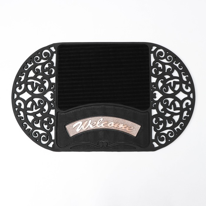 Коврик придверный узорный Доляна Welcome, 45&times;75 см, цвет МИКС