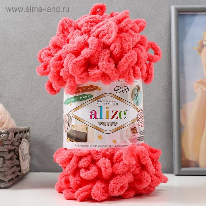 Пряжа Пряжа "Puffy" 100 % микрополиэстер 9м/100г (619 коралл)
