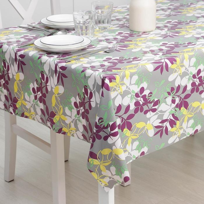 Клеёнка на стол на тканевой основе Доляна &laquo;Листья&raquo;, рулон 20 метров, ширина 137 см, общая толщина 0,22 мм