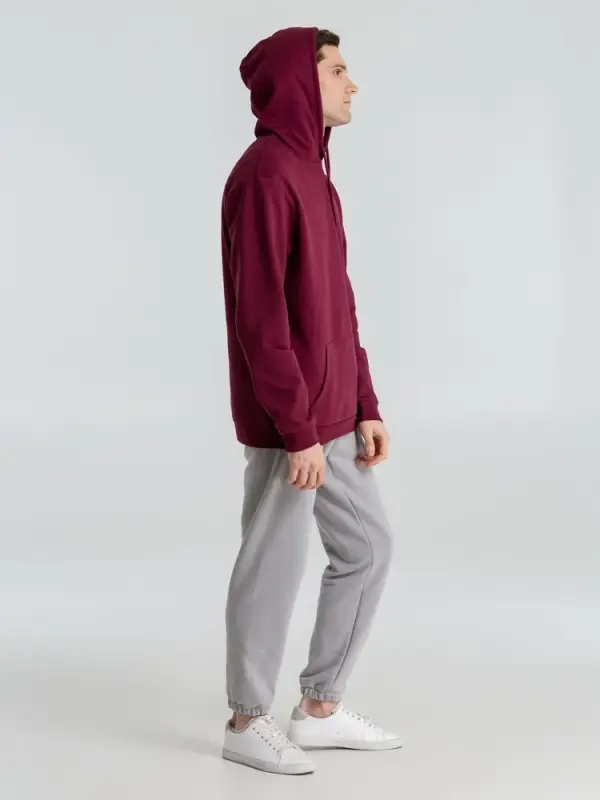 Толстовка с капюшоном унисекс Hoodie, бордовая, размер XS