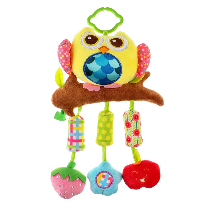 Подвеска - погремушка &laquo;Сова&raquo;, с пищалкой, на кроватку, коляску, цвет МИКС, Крошка Я