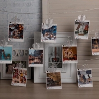 Гирлянда &laquo;Нить&raquo; 4.5 м с насадками &laquo;Прищепки-сердце&raquo;, IP20, прозрачная нить, 20 LED, свечение тёплое белое, 220 В