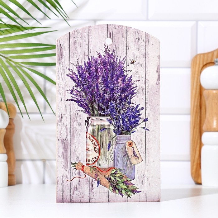 Набор из 2-х разделочных досок + подставка Набор из 2-х разделочных досок + подставка "Лавандовый букет" 15х25 см, 18х30 см, 12х12 см