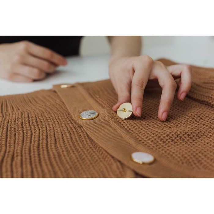 Набор металлических пуговиц на ножке, d = 25 мм, 2 шт, цвет золотой/серый агат