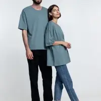 Футболка унисекс оверсайз Crosstown, серо-зеленая, размер L