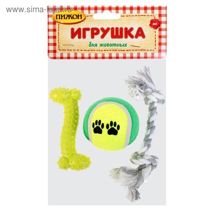 Набор игрушек для собак, 3 шт, микс цветов
