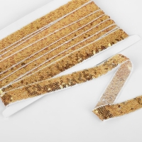 Тесьма декоративная с пайетками, 20 мм, 4,5 &plusmn; 0,5 м, цвет золотой