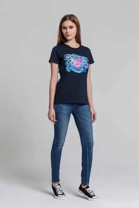 Футболка женская &laquo;Ван-Пиг&raquo;, синий, размер S