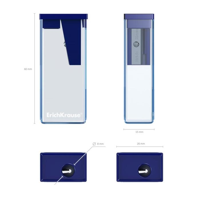 Точилка 1 отверстие ErichKrause City, с контейнером, отверстие диаметром 8 мм, в блистере, микс Точилка 1 отверстие ErichKrause City, с контейнером, отверстие диаметром 8 мм, в блистере, микс