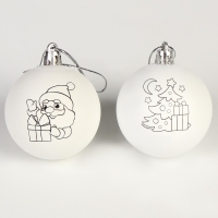 Ёлочные шары под раскраску на новый год &laquo;Зимний лес&raquo;, краски, 2 шт, новогодний набор для творчества