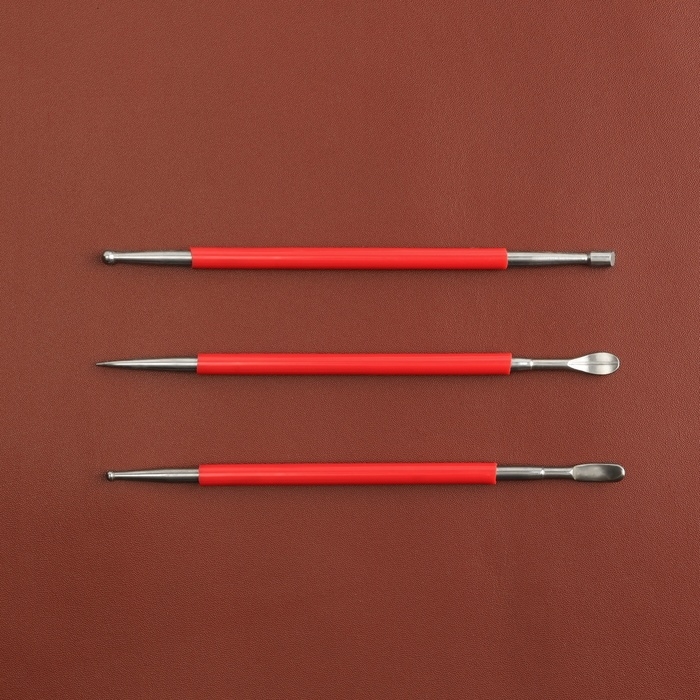 Набор двусторонних кардин для тиснения по коже, 3 шт, 16 см, цвет красный