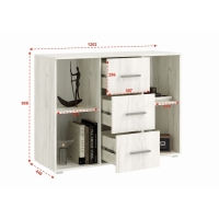 Комод 3 ящика 2 двери Фиеста, 1202х446х908, Графит/Дуб крафт белый Комод 3 ящика 2 двери Фиеста, 1202х446х908, Графит/Дуб крафт белый