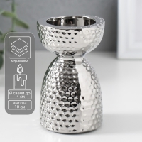 Подсвечник керамика на 1 свечу "Иллюзия" d=4 см серебро 6,5х6,5х10 см Подсвечник керамика на 1 свечу "Иллюзия" d=4 см серебро 6,5х6,5х10 см