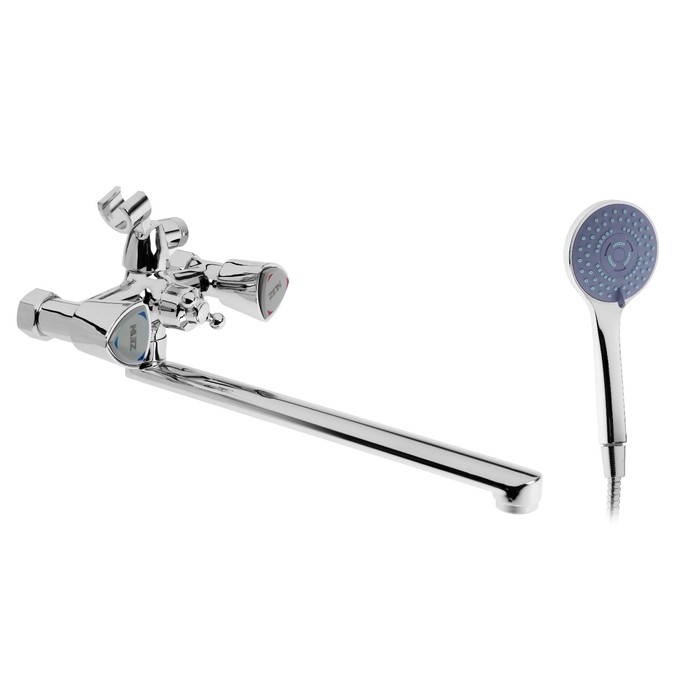 Смеситель для ванны ZEIN Z3726, двухвентильный, излив 30 см, лейка 3 режима, хром Смеситель для ванны ZEIN Z3726, двухвентильный, излив 30 см, лейка 3 режима, хром