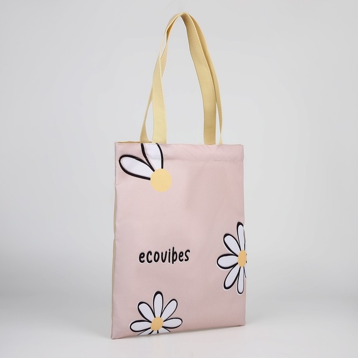 Шопер «Цветы» 35х0.5х40 см, отдел без молнии, без подклада, бежевый Шопер «Цветы» 35х0.5х40 см, отдел без молнии, без подклада, бежевый