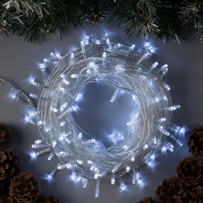 Гирлянда &laquo;Нить&raquo; 20 м, IP20, прозрачная нить, 200 LED, свечение белое, 8 режимов, 220 В